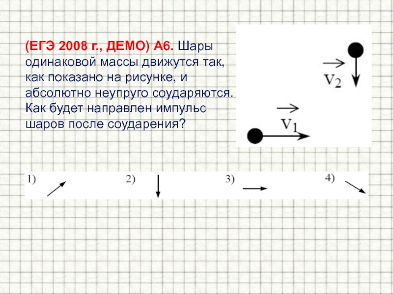 Шары одинаковой массы движутся так как показано на рисунке