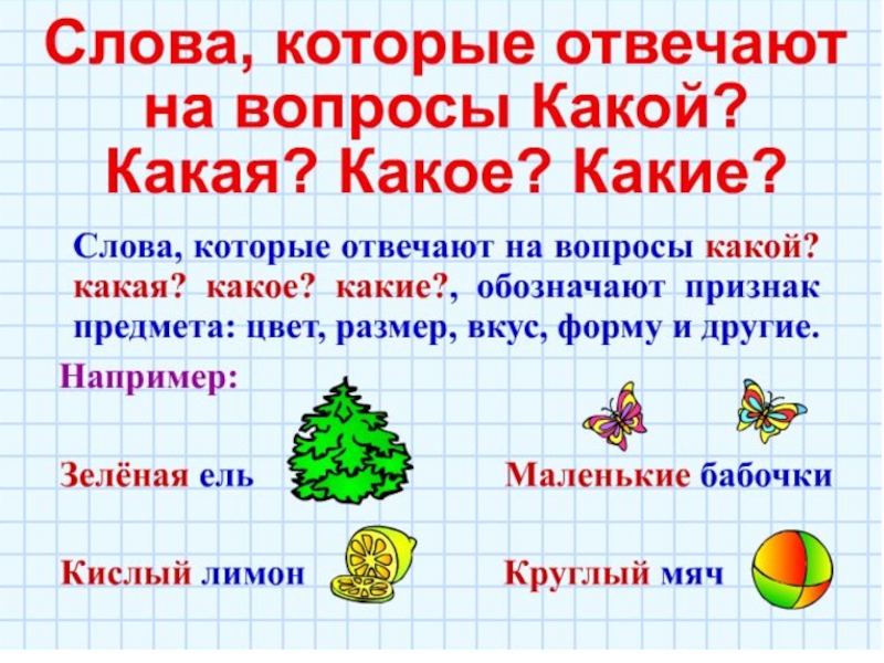 Слова отвечающие на вопросы какой какая какое какие 1 класс презентация и конспект школа россии