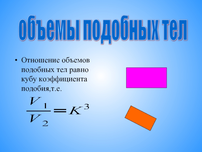 Подобие тел отношения площадей поверхностей и объемов подобных тел презентация