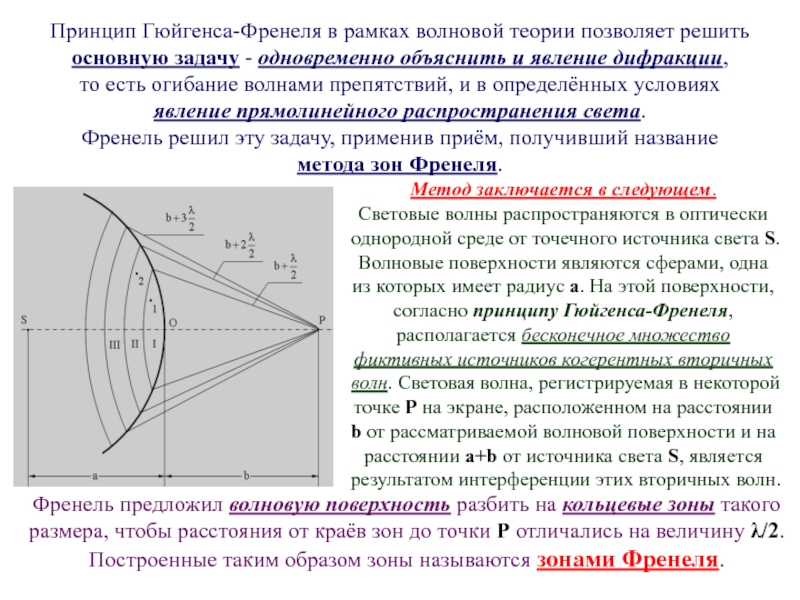 Метод зон френеля позволяет оценить амплитуду колебаний в любой точке дифракционной картины