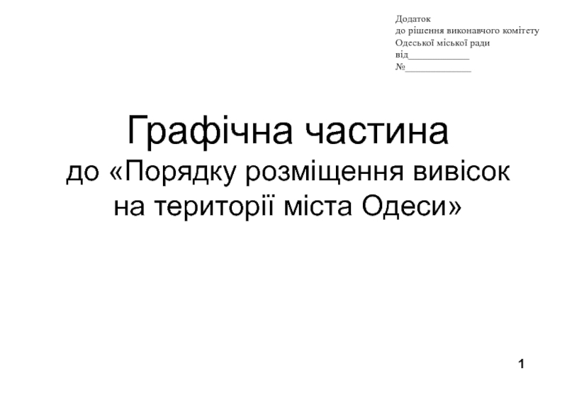 Графічна частина
до Порядку розміщення вивісок
на території міста