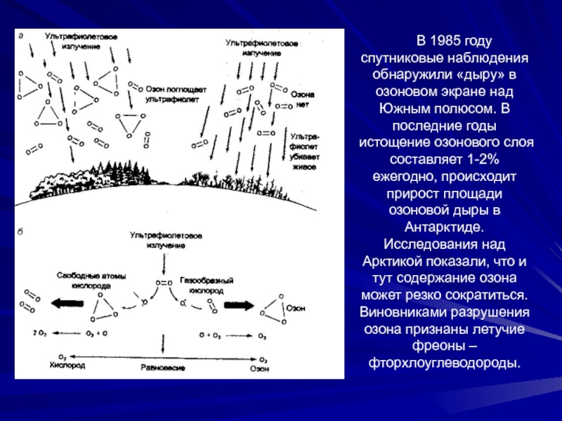 Фреоны причины разрушения озонового слоя. Отобразите в виде схемы механизм разрушения озонового слоя. Математические основы теории разрушения Озон.
