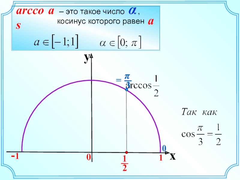 Презентация по теме уравнение косинус х равно а