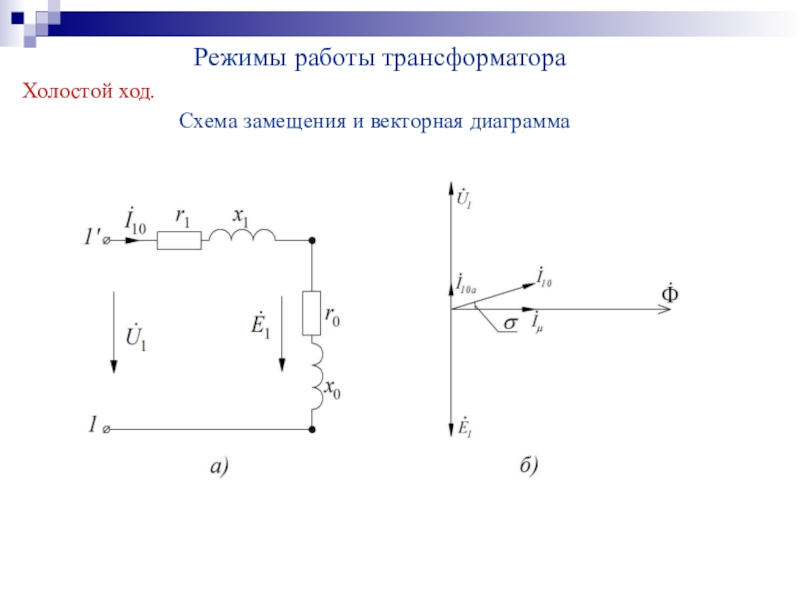 Режим холостого хода трансформатора