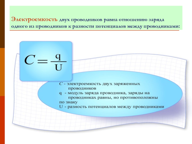 Отношение заряда. Электрическая ёмкость двух проводников равна. Электроёмкость. Электроемкость физика. Электрическая ёмкость двухпроводников равна.