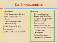 Das Kreuzwortr?tsel "Die Sehenswuerdigkeiten Von Deutschland ...