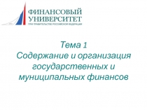 Тема 1 Содержание и организация государственных и муниципальных финансов