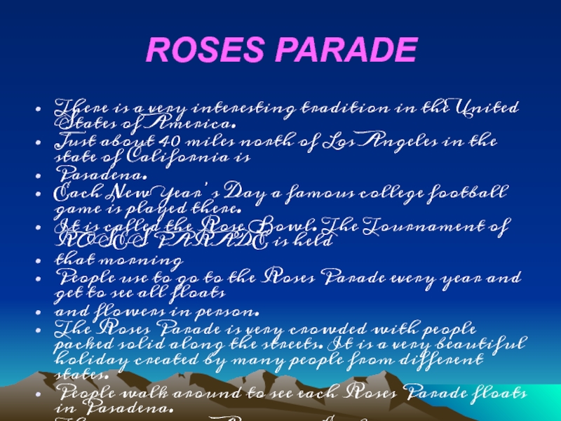 Презентация Roses parade 4 класс