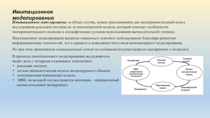 Модель эксперимента. Имитационное моделирование ЭВМ. Задачи имитационного моделирования. Метод экспериментального моделирования. Имитационное моделирование в педагогике.