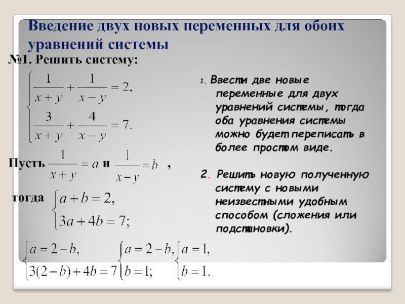 Способы решения систем уравнений с двумя переменными проект