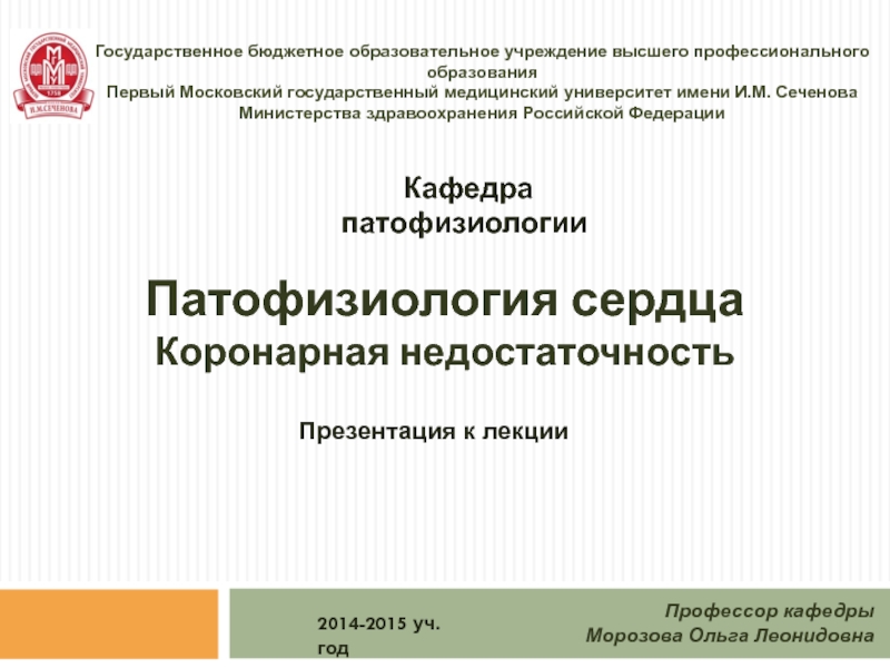 Государственное бюджетное образовательное учреждение высшего профессионального