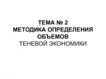 ТЕМА № 2 МЕТОДИКА ОПРЕДЕЛЕНИЯ ОБЪЕМОВ ТЕНЕВОЙ ЭКОНОМИКИ