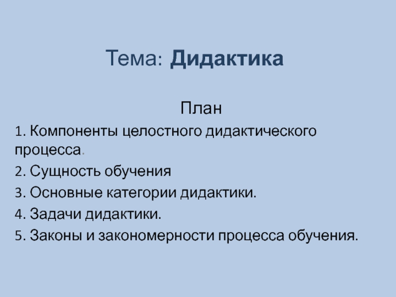 Лекция по теме Дидактика 