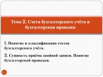 1
Тема 2. Счета бухгалтерского учёта и бухгалтерская проводка
1. Понятие и