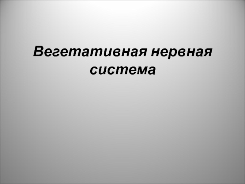 Презентация Вегетативная нервная система