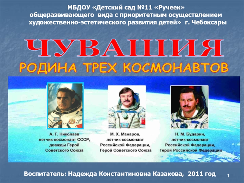 Презентация Чувашия - родина трех космонавтов