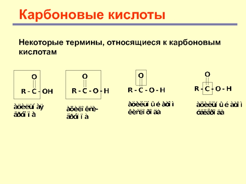 Карбоновые кислотыНекоторые термины, относящиеся к карбоновым кислотам