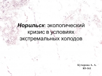 Норильск : экологический кризис в условиях экстремальных холодов