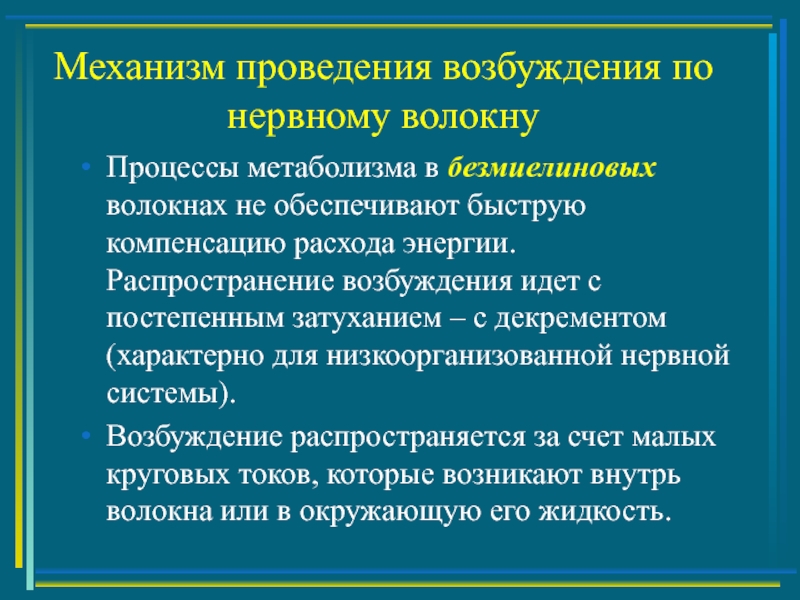 Возбуждение нервных волокон