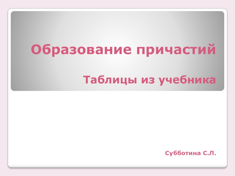 Таблицы из учебника «Образование причастий»