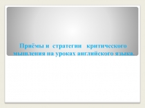 Приёмы и стратегии критического мышления на уроках английского языка 11 класс