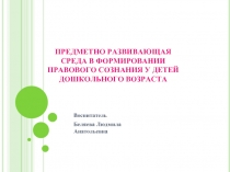 Предметно развивающая среда в формировании правого сознания у детей дошкольного возраста