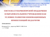 Система супервизирской поддержки в образовательном учереждении как условие развития инновационных компетенций педагогов