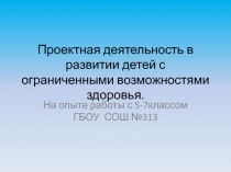 Проектная деятельность в развитии детей с ограниченными возможностями здоровья