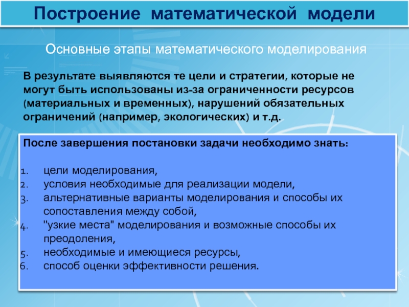 Модель требования ресурсы. Этапы построения математической модели. Основные этапы построения математической модели. Принципы построения математических моделей. Правила построения математических моделей.