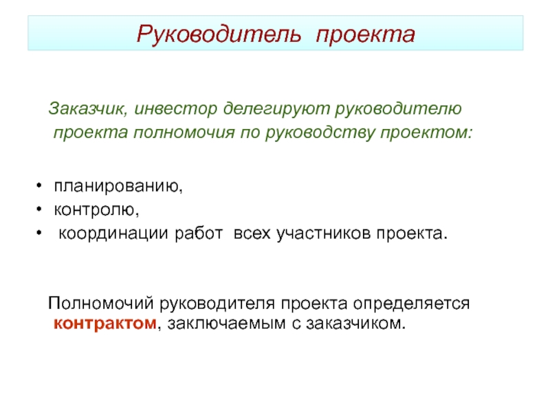 Полномочия менеджера проекта