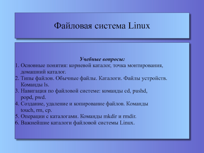 Презентация Файловая система Linux