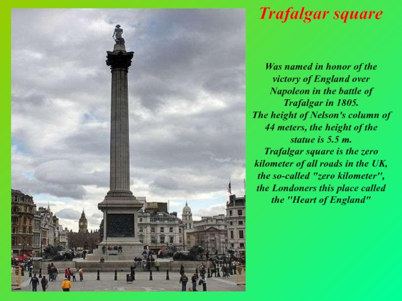 Trafalgar square in london презентация