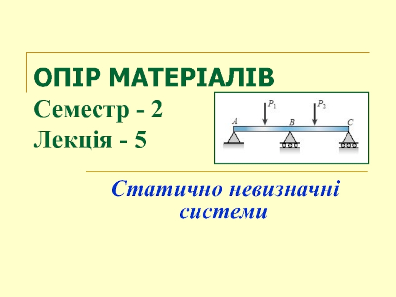 ОПІР МАТЕРІАЛІВ Семестр - 2 Лекція - 5