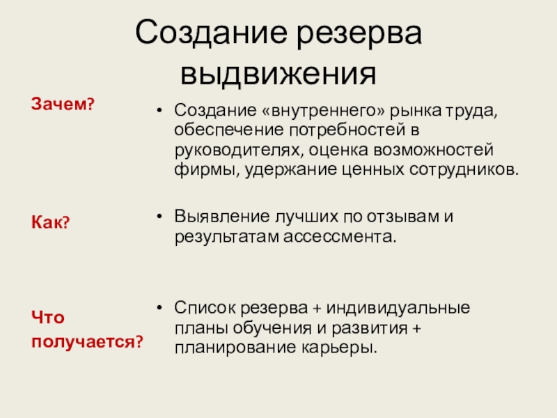 Оценка возможностей. Создание резервов. Формирование резерва на выдвижение. Внутренний рынок это в истории 9 класс. Внутреннее построение стиха.