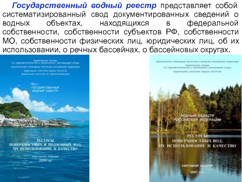 Доклад по теме Государственный водный реестр