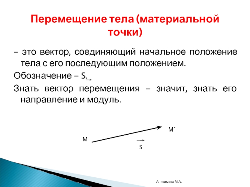 Равно перемещение движения. Как найти перемещение материальной точки. Модуль вектора перемещения материальной точки. Проекция перемещения материальной точки формула. Вектор движения материальной точки.