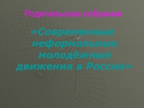 Современные неформальные молодёжные движения в России