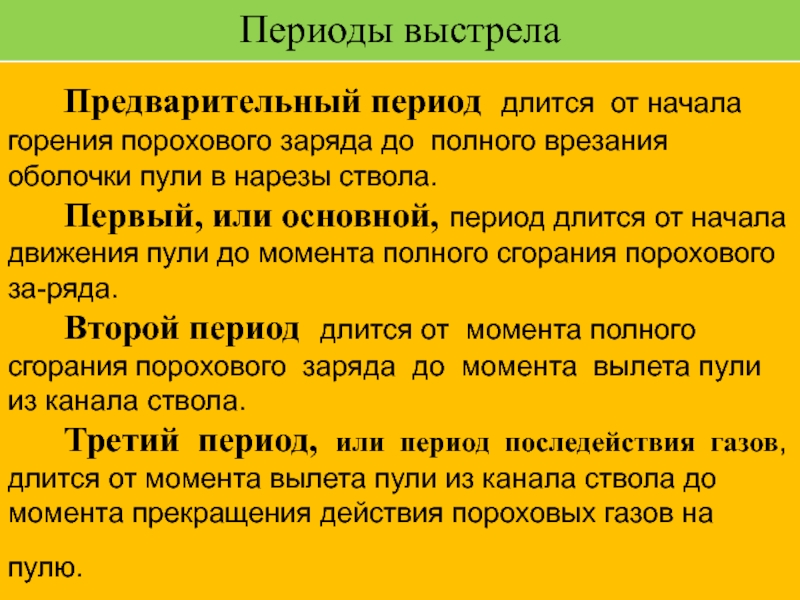 Периоды выстрела схема