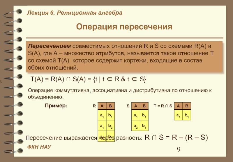 Операция пересечения. Основы реляционной алгебры пересечение. Операция объединения в реляционной алгебре. Операция пересечения в реляционной алгебре. Реляционная Алгебра вычитание.