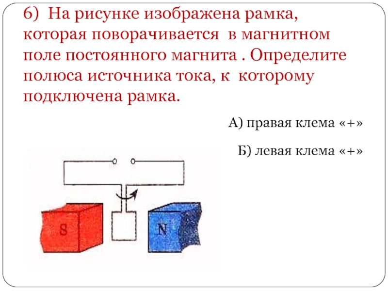 Определите полюса магнита показанного на рисунке если известно что при направлении тока