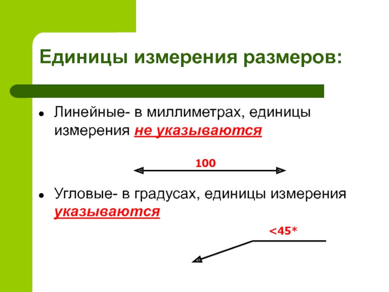 В каких единицах измерения на чертеже указывают угловые значения