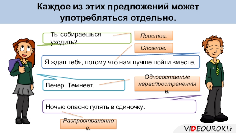 Наша речь состоит из предложений.
Ты собираешься уходить?
Я ждал тебя, потому