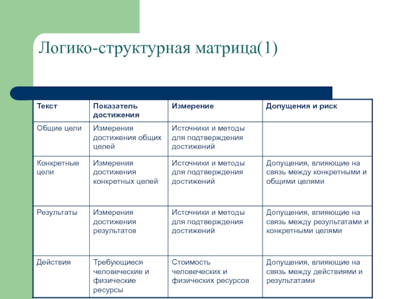 Логическая матрица проекта