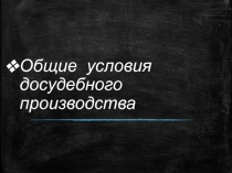 Общие условия досудебного производства