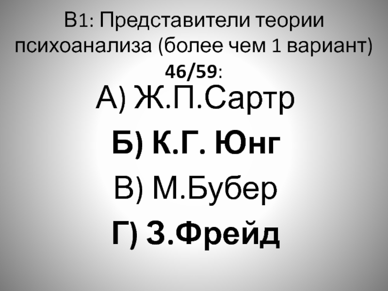 Тест Представители теории психоанализа 