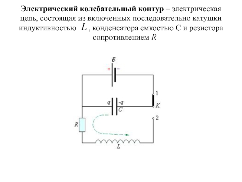 На рисунке приведена схема электрической цепи состоящей из конденсатора емкостью с резистора r и к