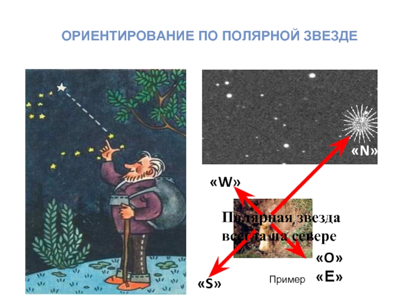 Ориентирование по полярной звезде рисунок