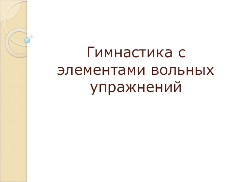 Гимнастика с элементами вольных упражнений