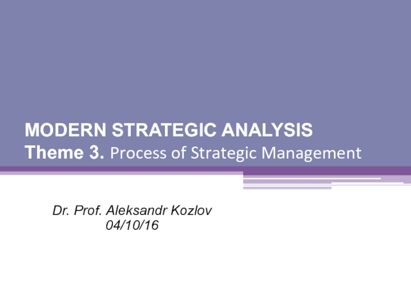 Презентация MODERN STRATEGIC ANALYSIS Theme 3. Process of Strategic Management