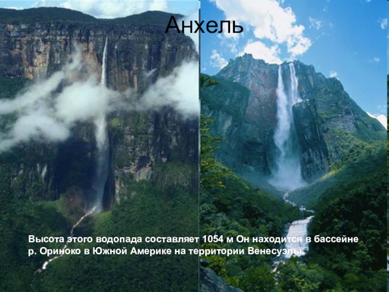 Определите координаты водопада анхель. Высота водопада Анхель 1054. Водопад Анхель презентация. Водопад Анхель долгота. Водопад Анхель координаты.